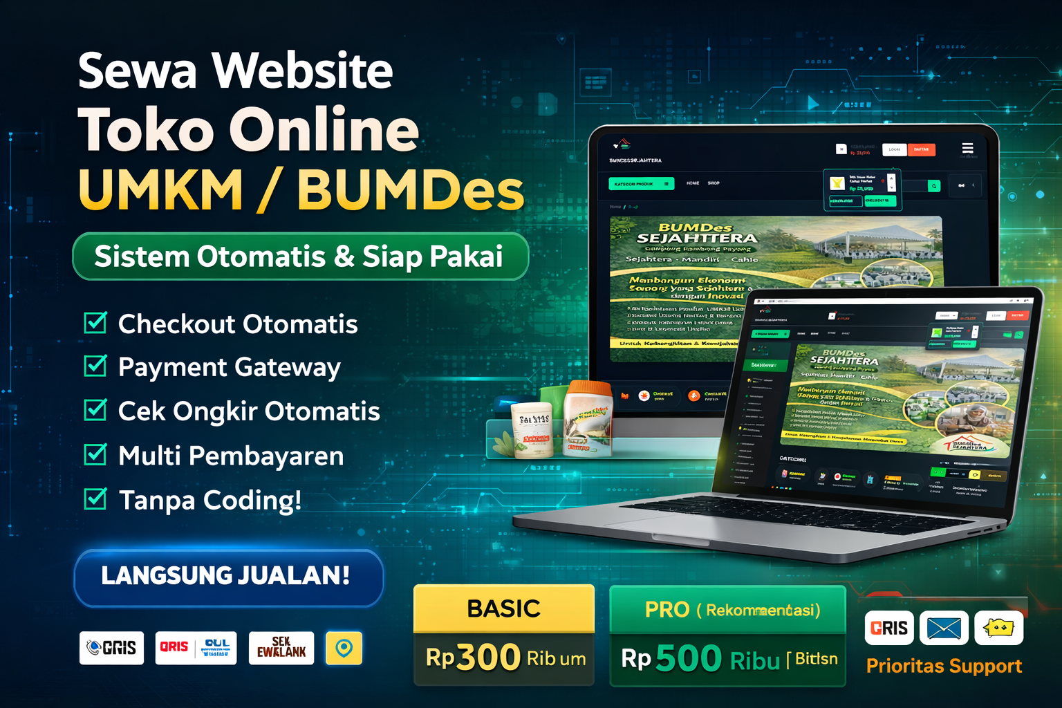 ewa Website Toko Online UMKM / BUMDes – Sistem Otomatis & Siap Pakai